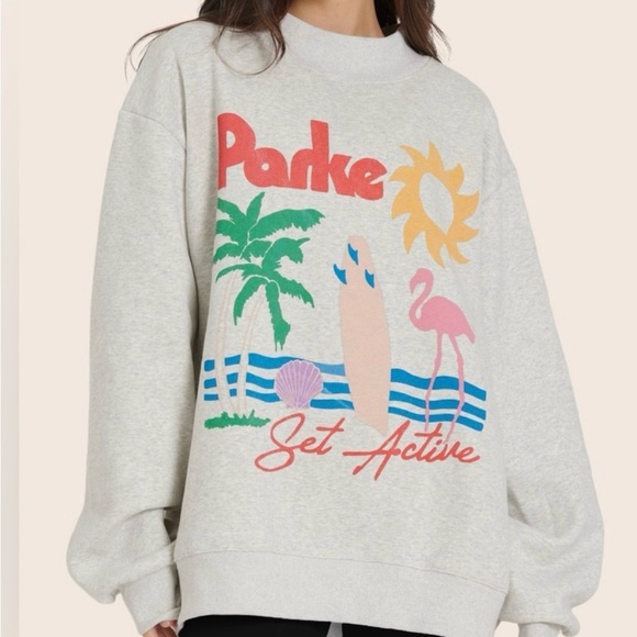 Parke X Set Active, L/XL, NWT, Women's Gray Graphic Sweatshirt - Picture 1 of 6